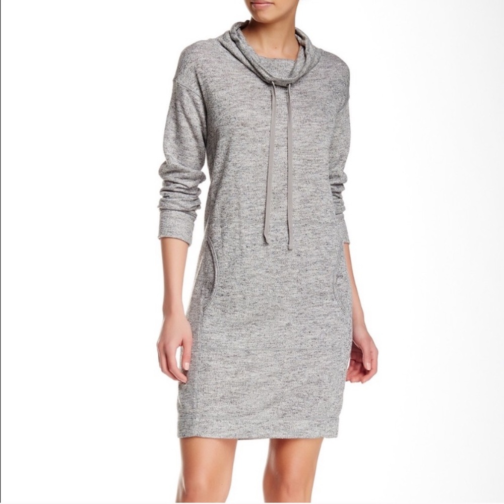 MAX STUDIO Weekend Cowl Neck Grey Sweater Dress L